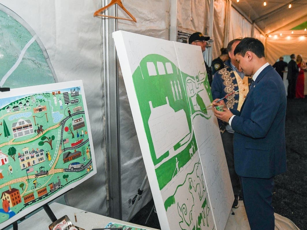 The mural includes imagery tied to Morris County's historical and cultural heritage, including Washington's Headquarters and Jockey Hollow, early colonial life, agriculture, iron mining, transportation, and more.