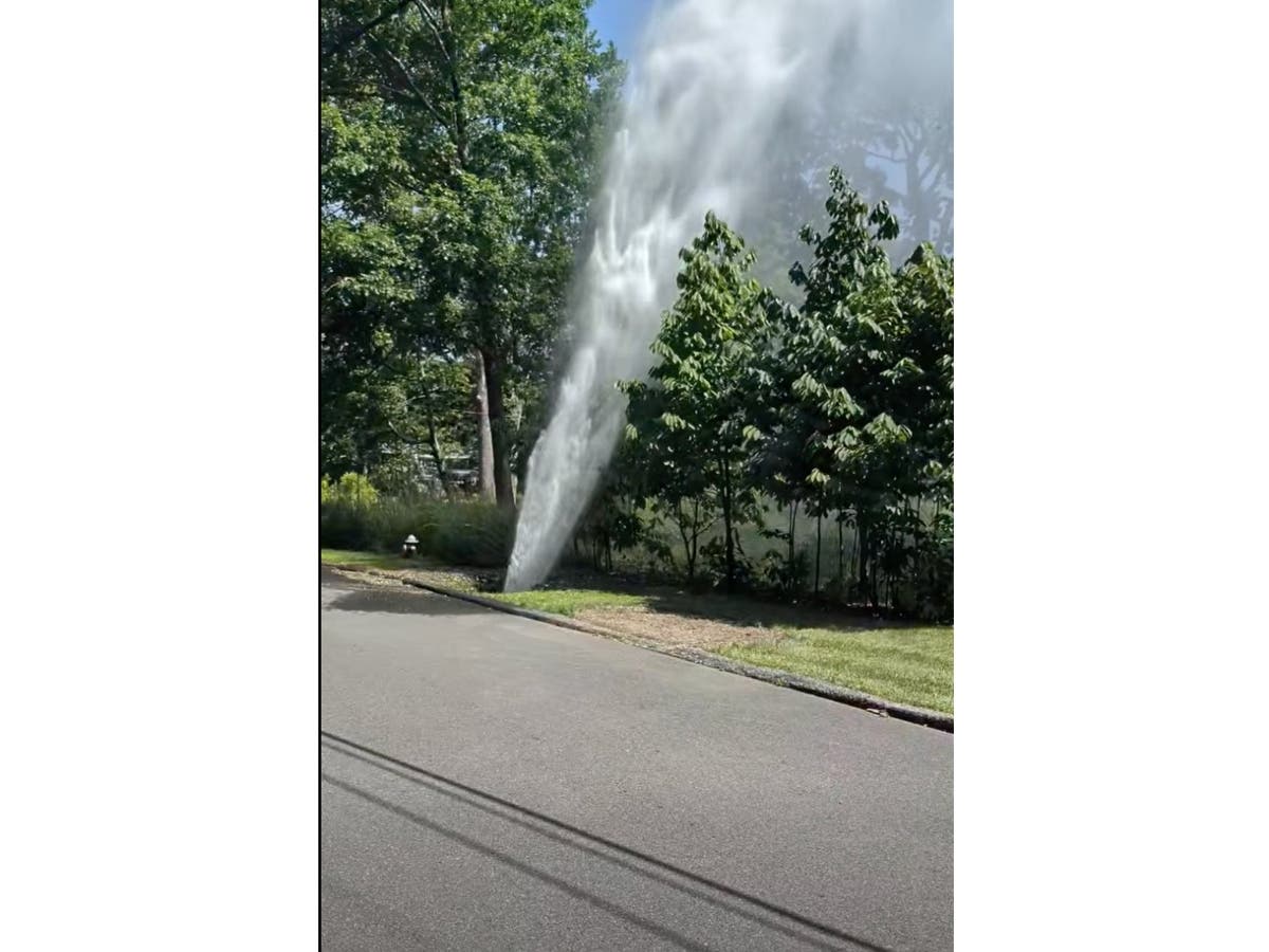 The water can be seen shooting several feet into the air. 