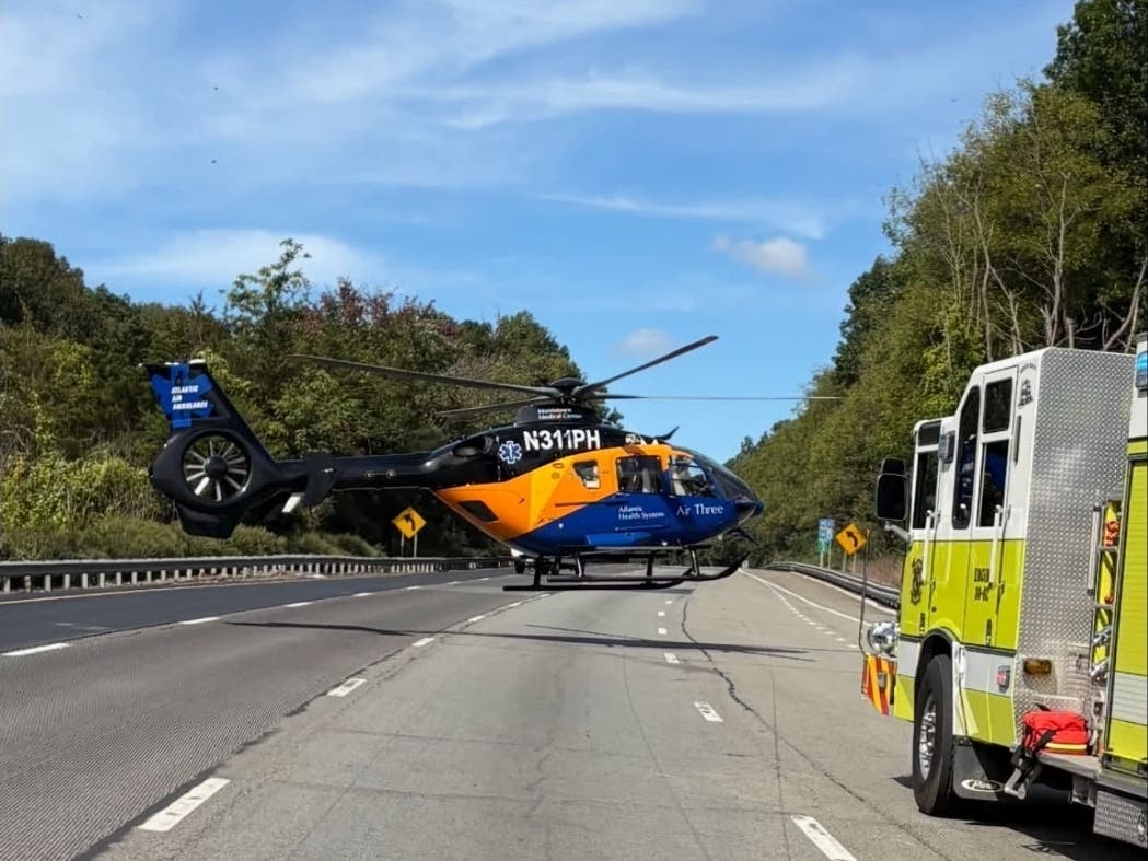 Christopher Beckans, 58, of Virginia, was airlifted after crashing his motorcycle on I-80.