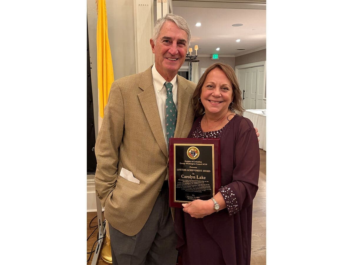 Carolyn Lake, executive director of the Interfaith Food Pantry Network (IFPN), recently received the Lifetime Achievement Award from the Knights of Columbus George Washington Council 359 in Morristown.