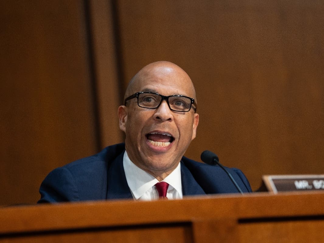 Sen. Cory Booker, D-N.J., asks former Justice Department special counsel Jack Smith questions at a Senate Judiciary Committee hearing on Capitol Hill, Tuesday, Sept. 29, 2026, in Washington.
