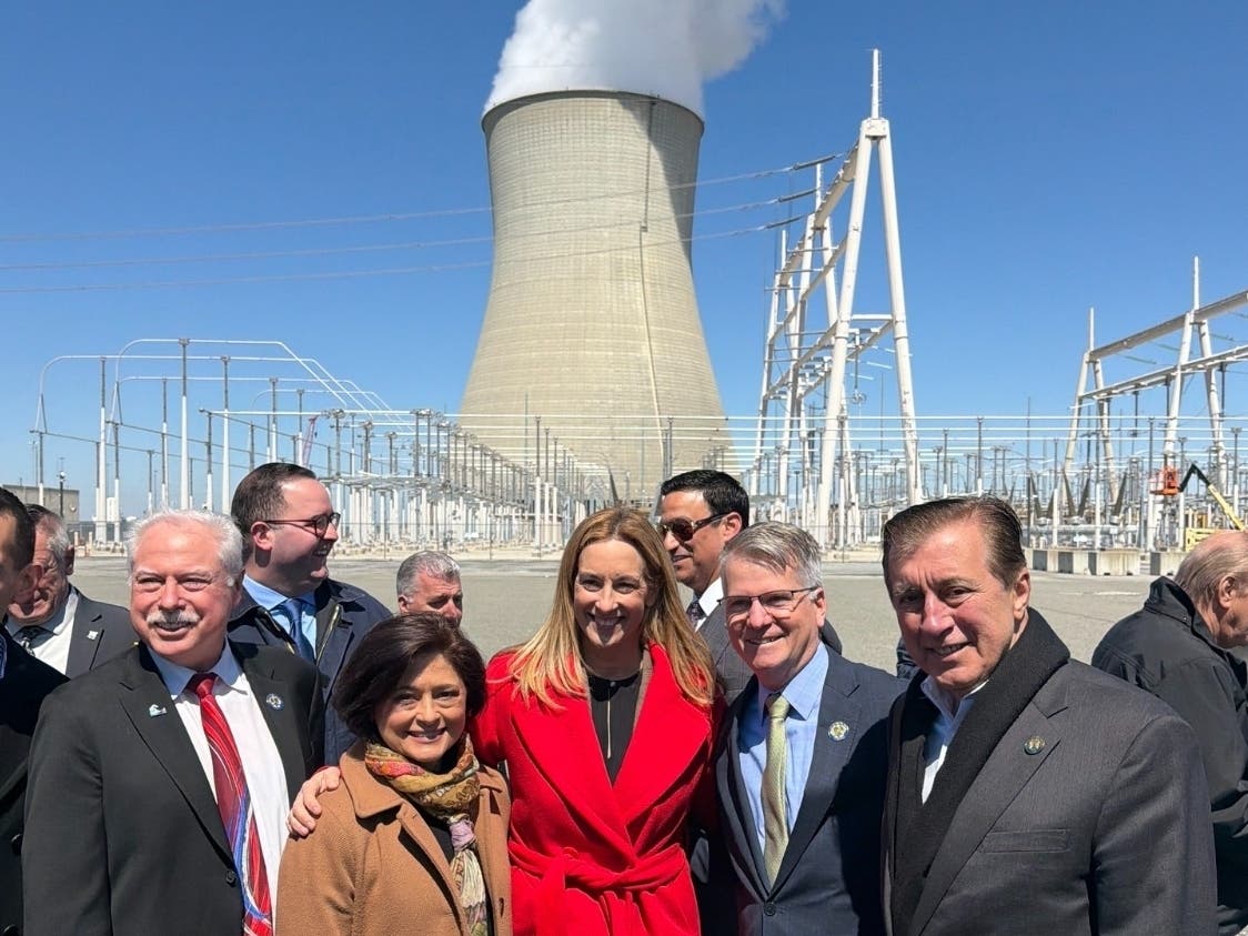 Governor Mikie Sherrill is joined by other state and local officials at the Salem Nuclear Power Plant on April 8, 2026.