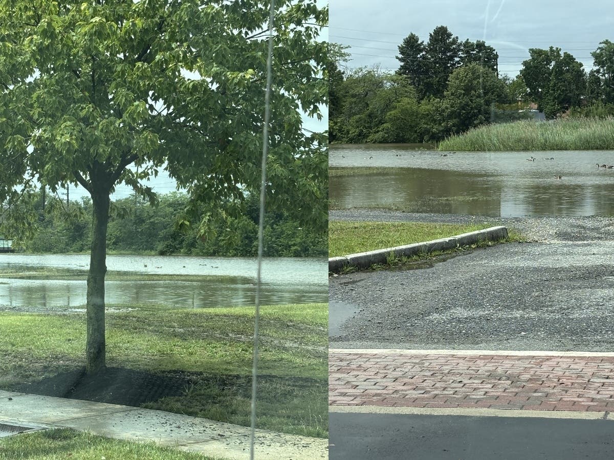 Flooded areas along Garden State Boulevard in Cherry Hill, NJ on July 6, 2026