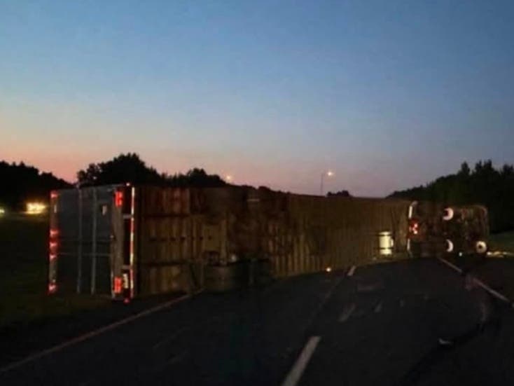 Tractor-Trailer Flips, Leaks Diesel Along South Jersey Road, Officials Say