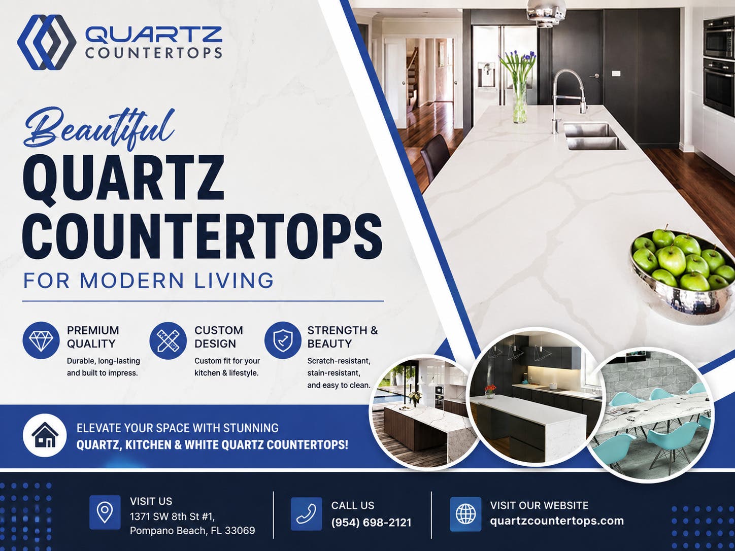 Transform Your Kitchen with Premium Quartz Countertops in Pompano Beach