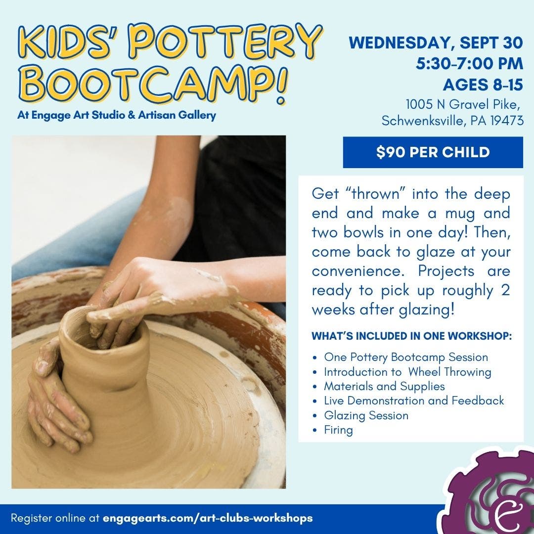 Kids Pottery Bootcamp (Ages 8-15)