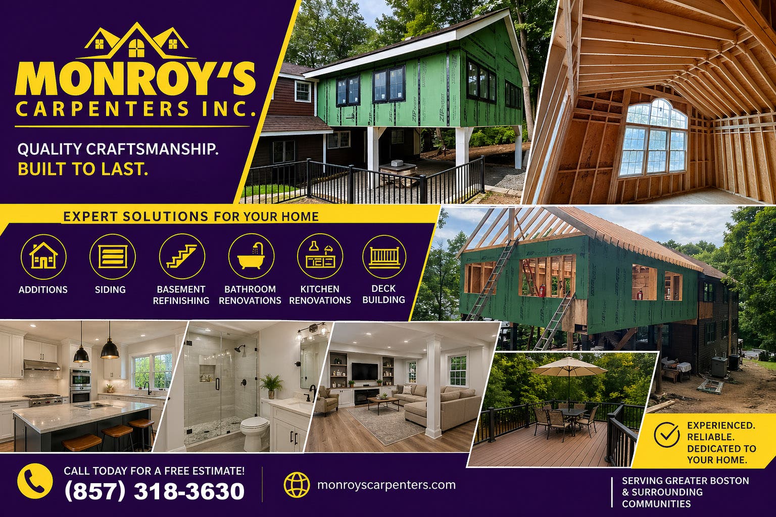 Additions, Siding, Basement Refinishing, Bathroom & Kitchen Renovations, and Deck Building