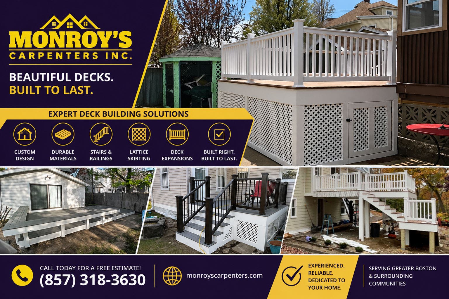 Custom Deck Building in Waltham, MA by Monroy's Carpenters, Inc