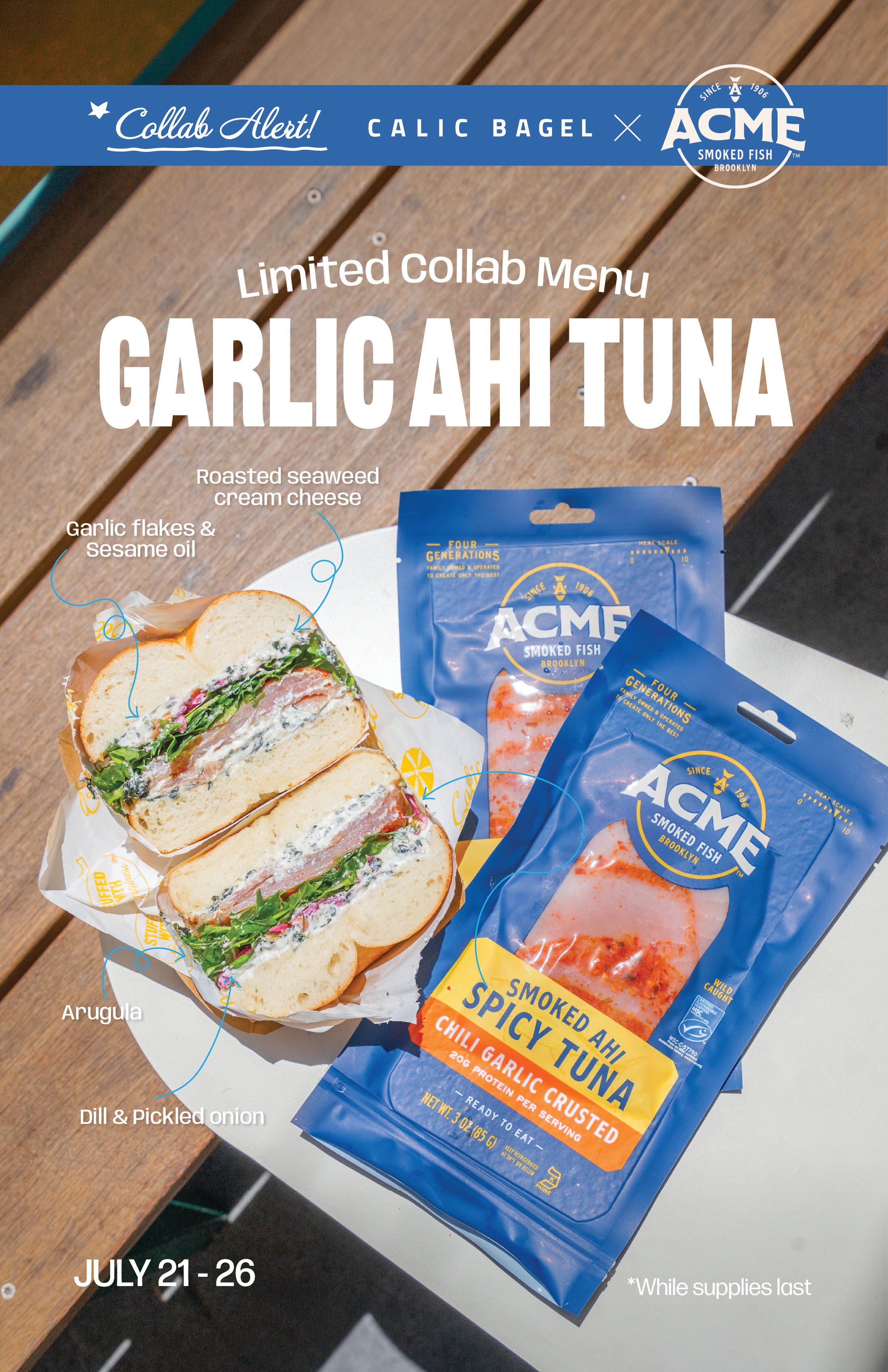 Acme Smoked Fish x Calic Bagel Garlic Ahi Tuna Limited Time Bagel