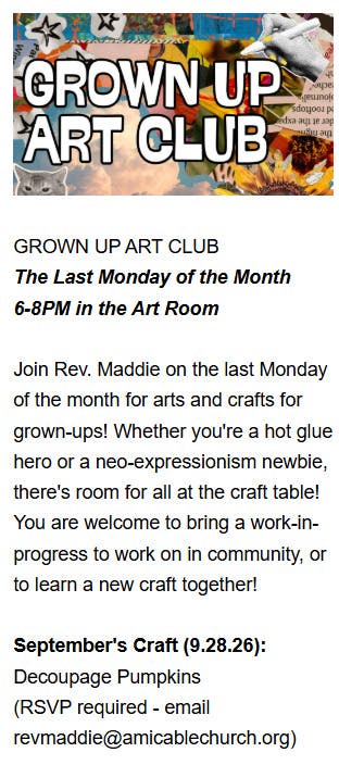 Grown Up Art Club @ Amicable Church