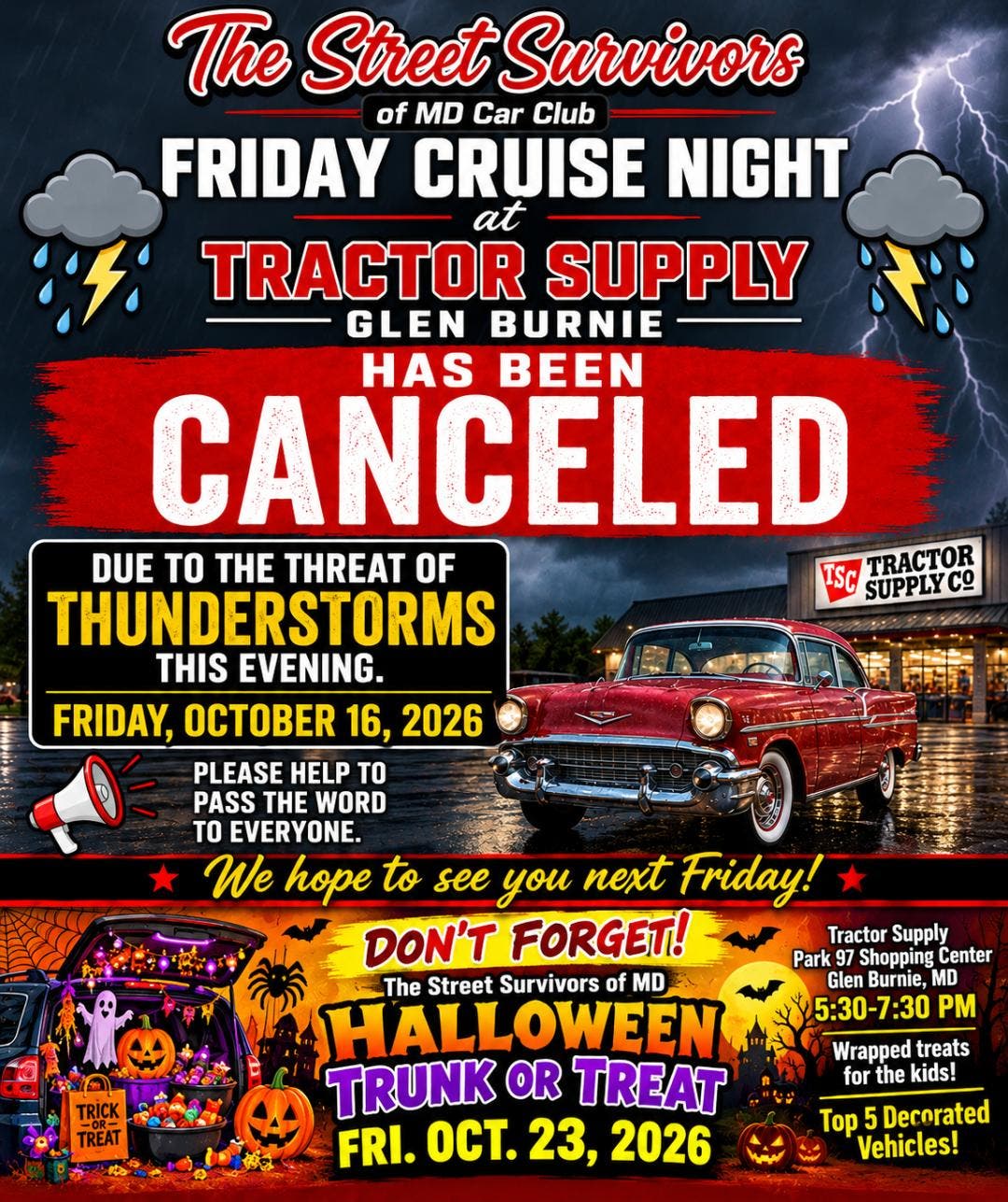 Street Survivors Cruise Night Canceled