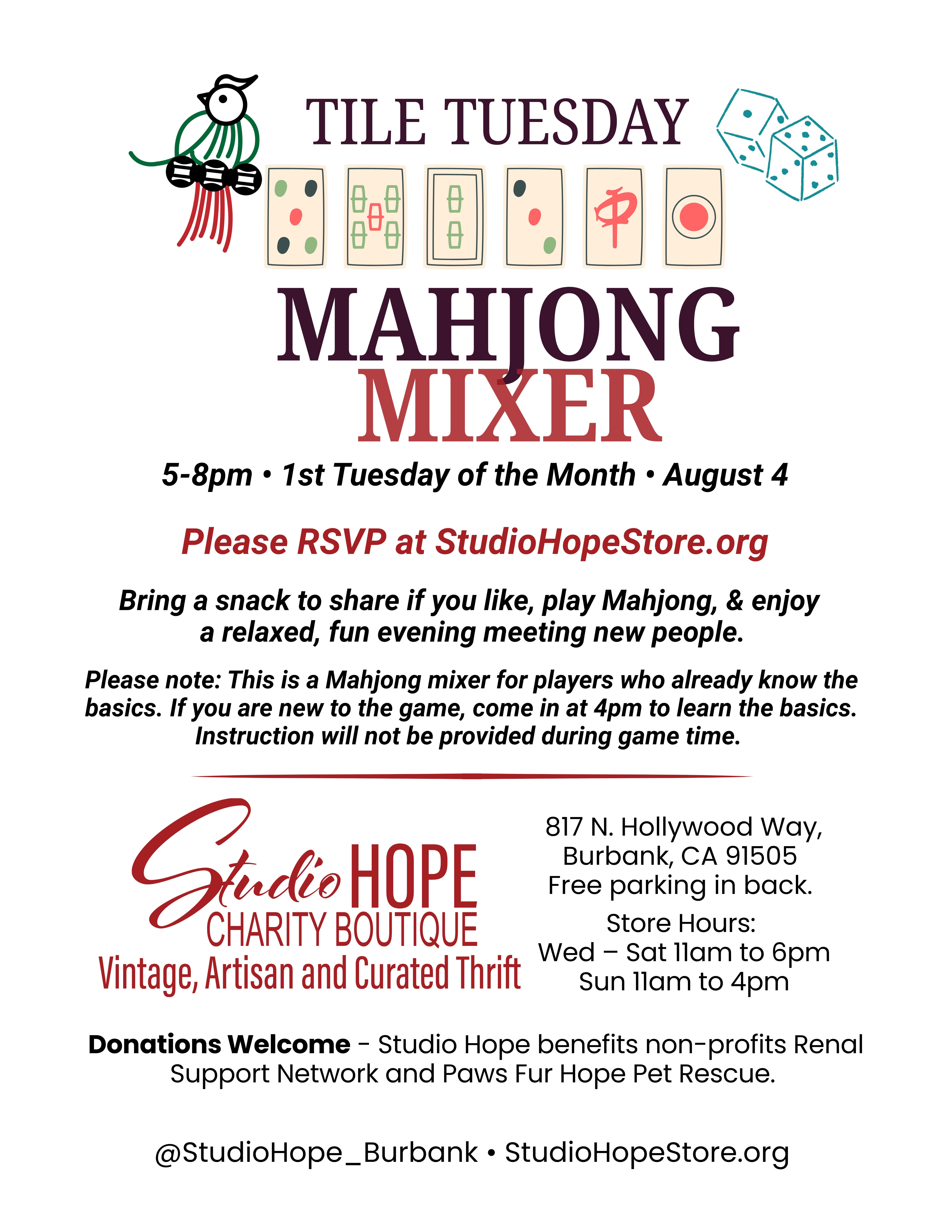 Play Mahjong at Studio Hope