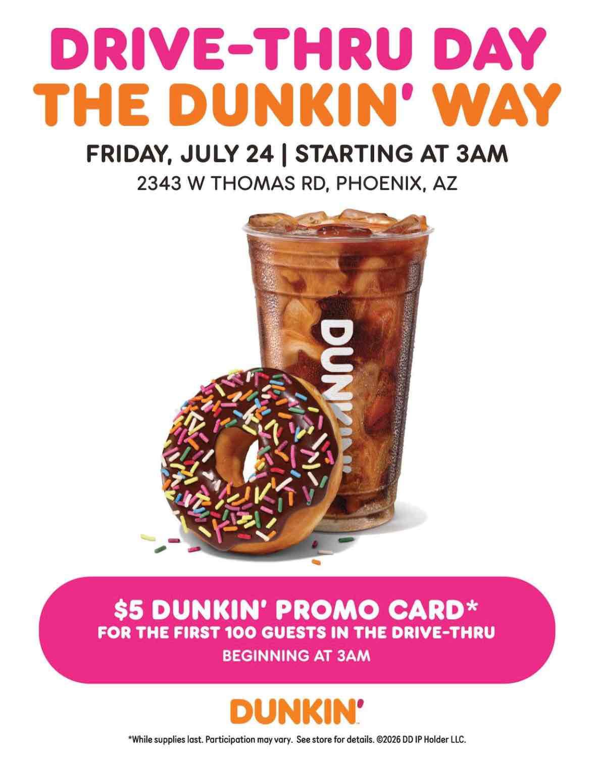 Dunkin' celebrates National Drive-Thru Day with $5 gift cards | Phoenix, AZ