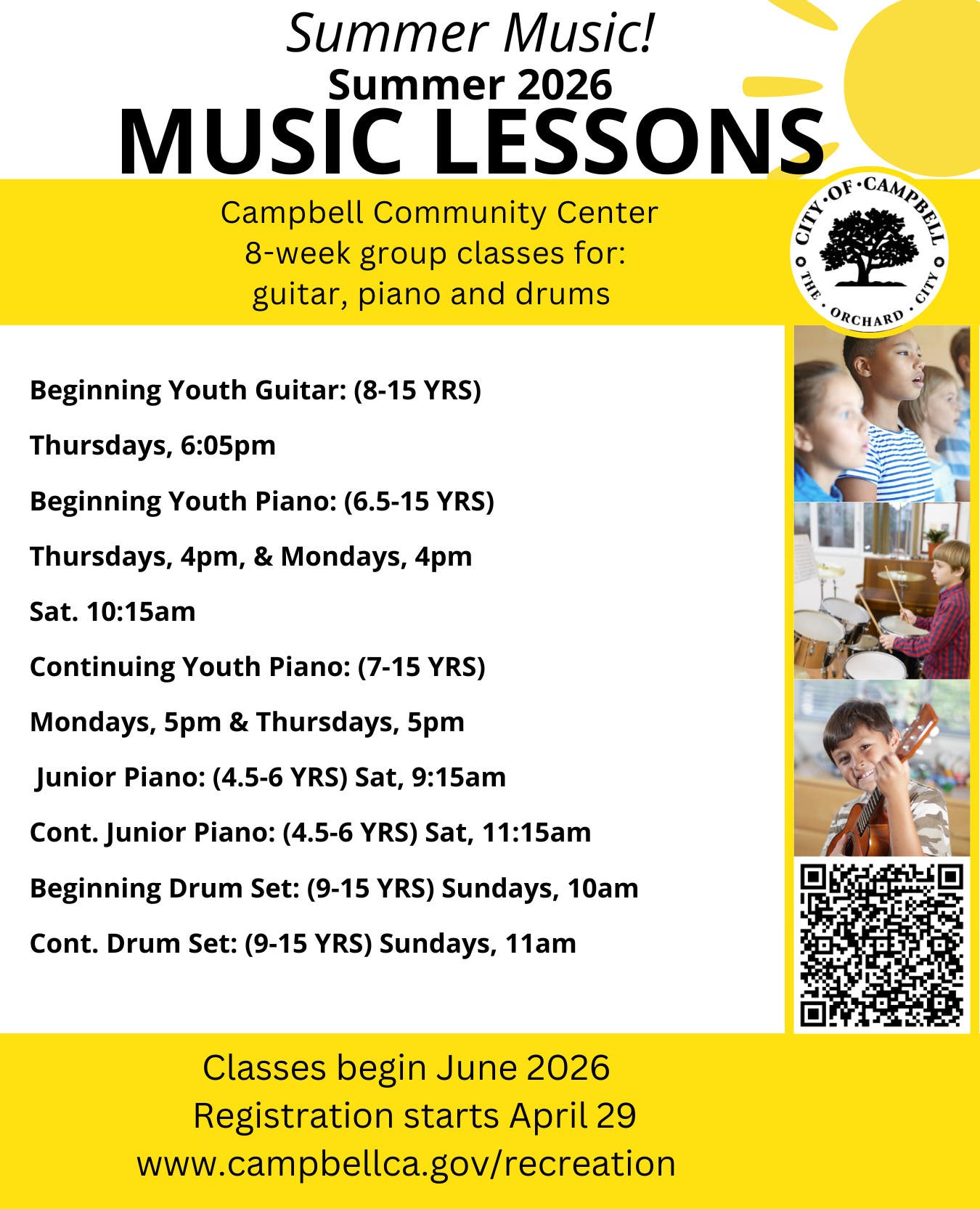 Summer Group Music Classes at Campbell Community Center