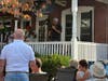 A live performance on a porch during the inaugural 2025 Doylestown Porchfest