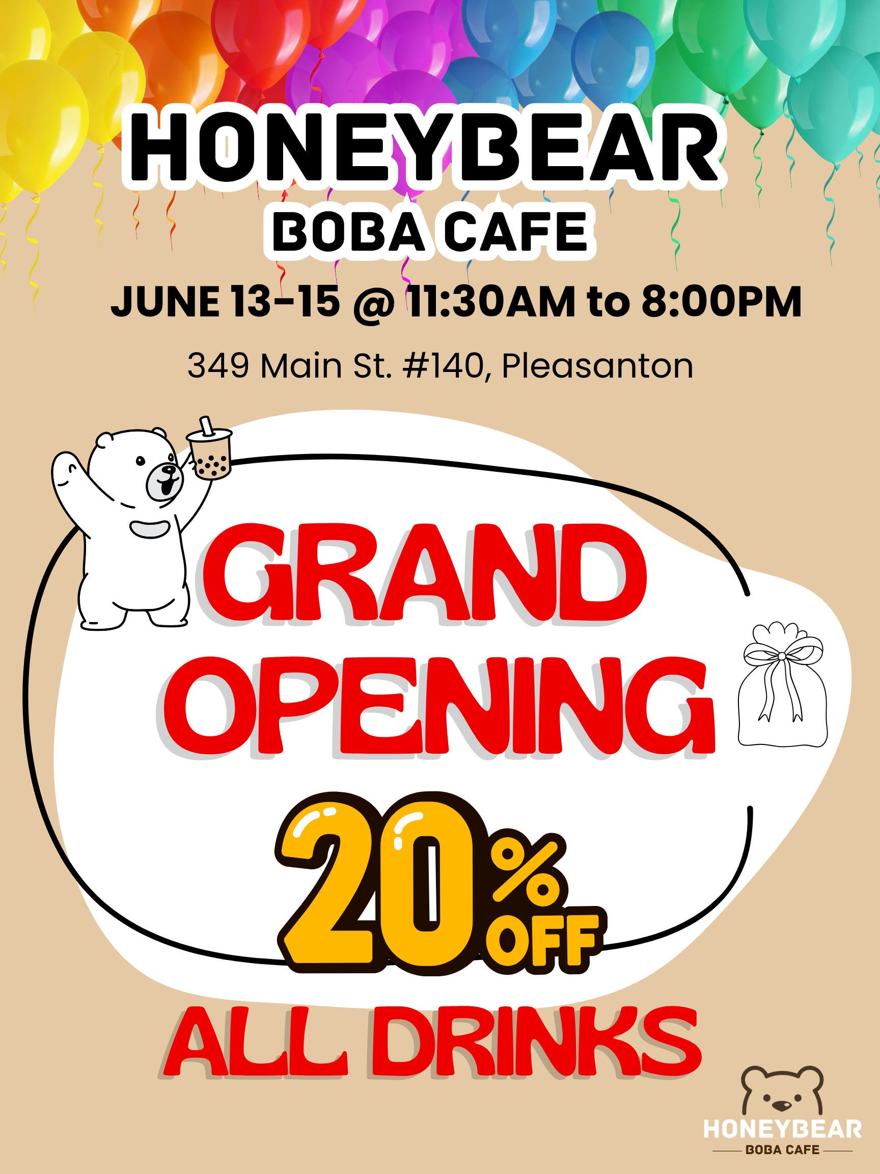 Grand Opening weekend at Honeybear Boba Cafe in Pleasanton 