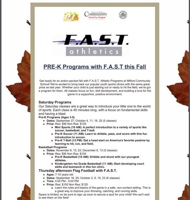 FALL Programs With F.A.S.T. Athletics Fall 2025 Open for Registration Today