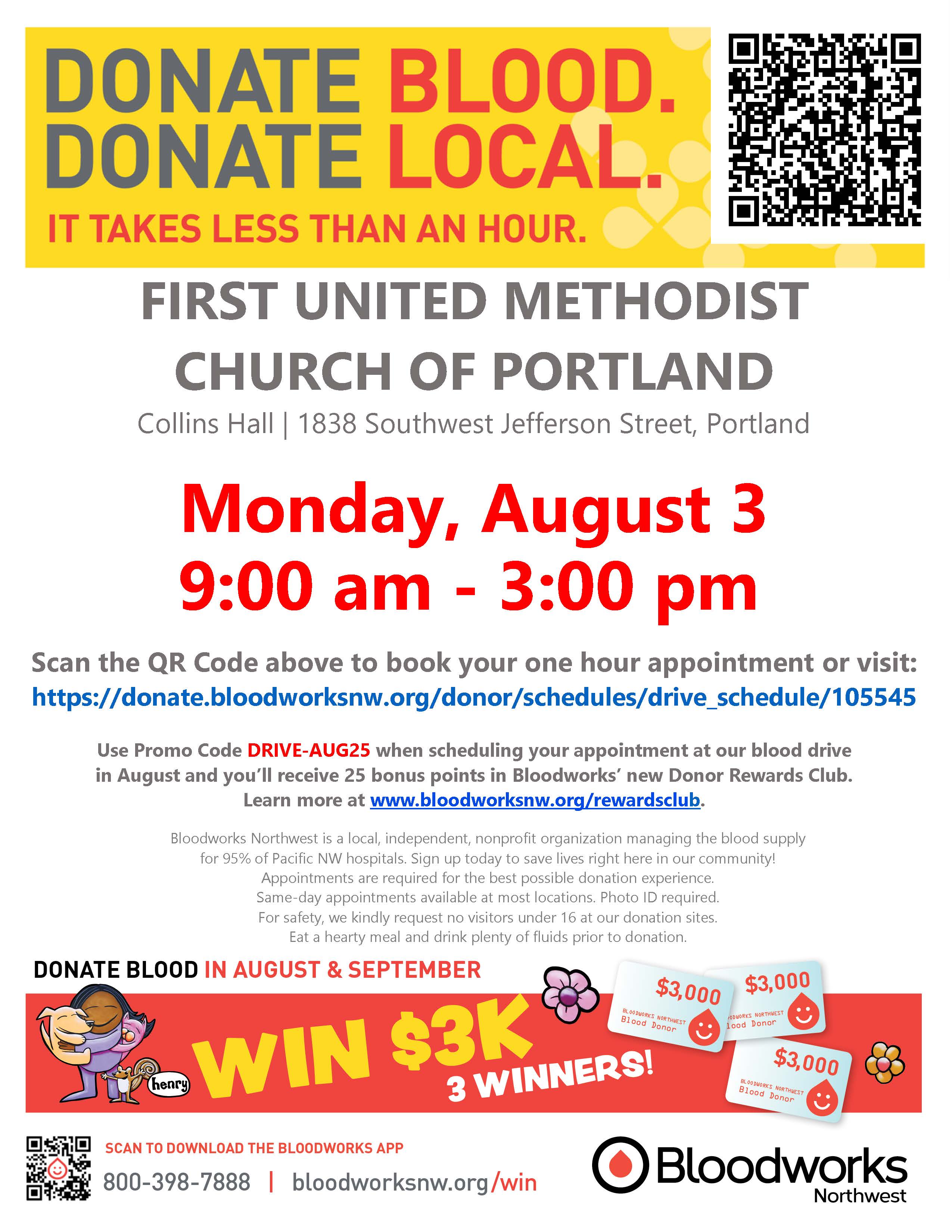 Nonprofit Community Blood Drive-Portland First United Methodist Church