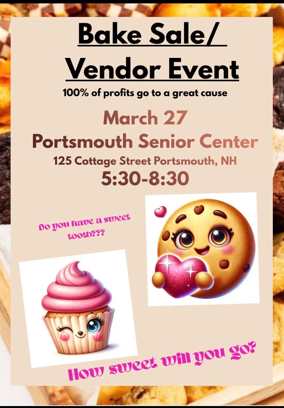 Bake Sale/Vendor Event - 530p to 830pm 