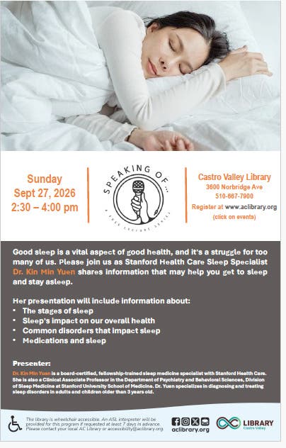 Speakers Series: Stanford Sleep Medicine Physician Discusses Sleep Issues