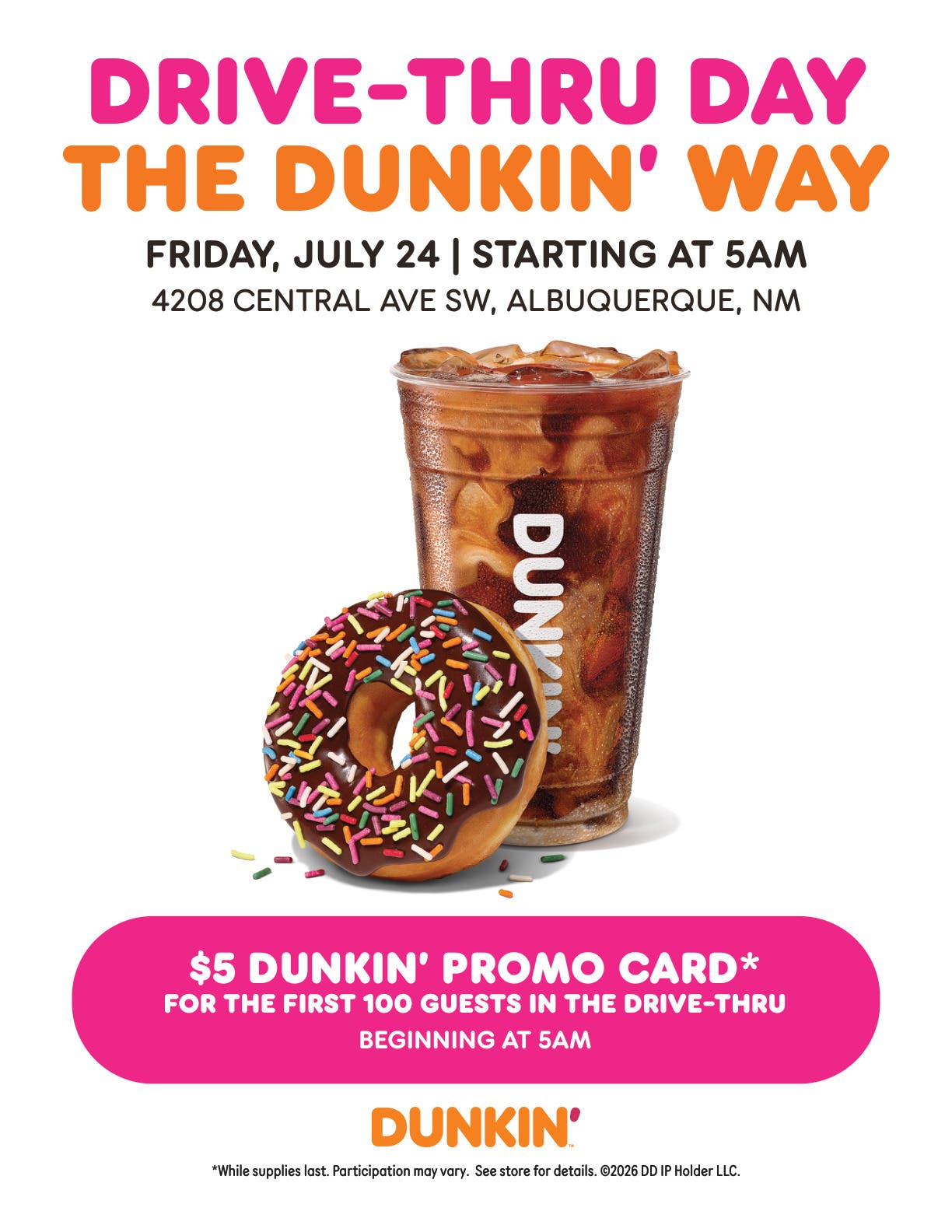 Albuquerque Dunkin' Celebrates Drive-Thru Day with Free Gift Cards for the First 100 Guests