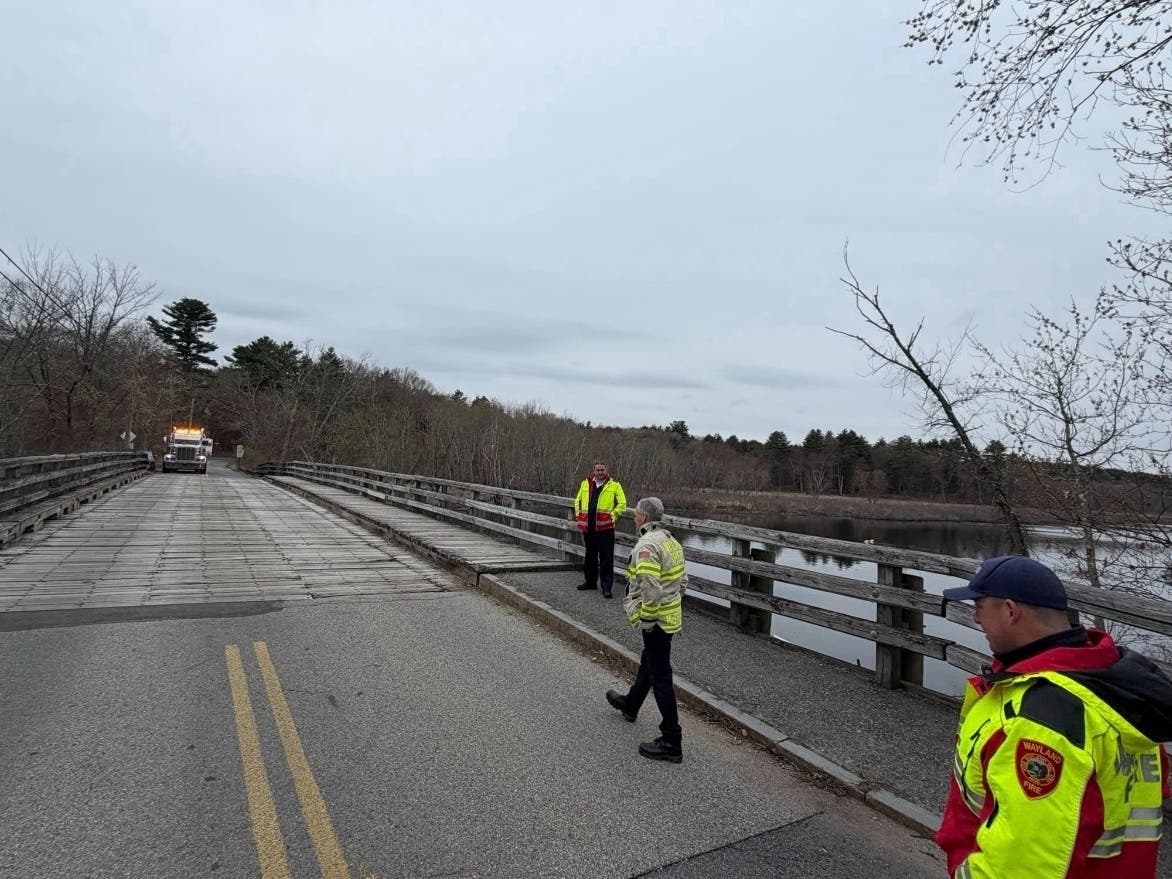 A vehicle entered the Sudbury River near Sherman's Bridge on Tuesday night, according to officials.