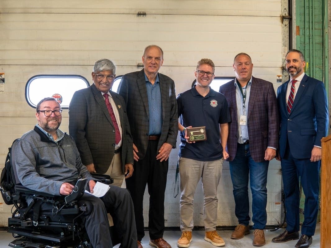 Aaron Green, an asset manager in Worcester’s Sewer Division, was honored during a ceremony on Friday at DPW Headquarters. He was named the 2026 recipient of the Paul J. Moosey Employee of the Year Award.