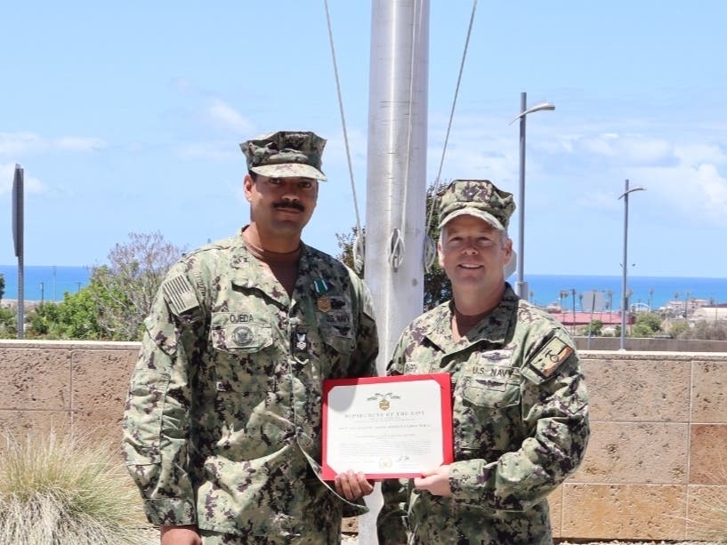 Worcester native Jose Ojeda, serving in the U.S. Navy, recently received a Navy and Marine Corps Commendation Medal for his work with a previous command.