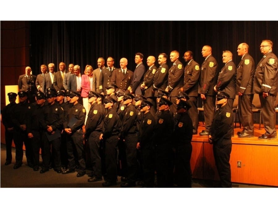 The 22 members of Worcester Fire Department Class 2026-1 graduated Friday, June 5, during a ceremony attended by city officials, department leaders, union representatives and families. The recruits were sworn in by City Manager Eric D. Batista and receive