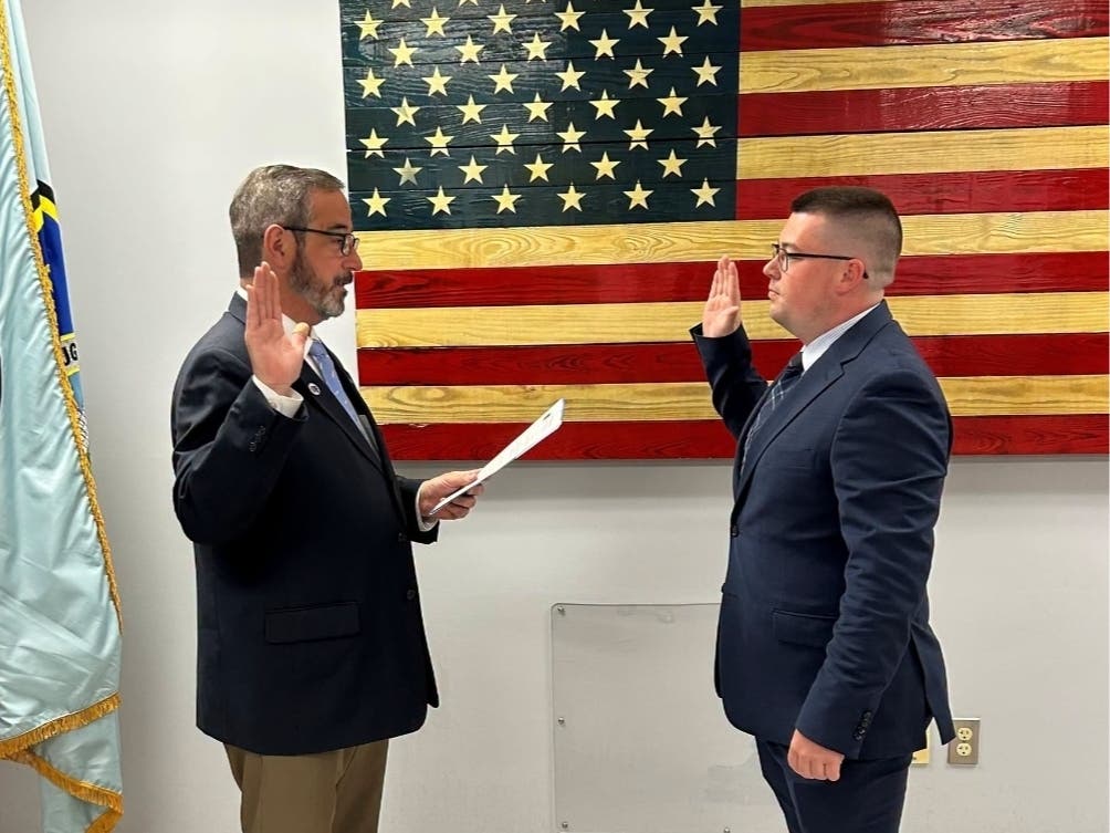 Officer Owen O'Brien was sworn in on Tuesday at the Marlborough Police Department.