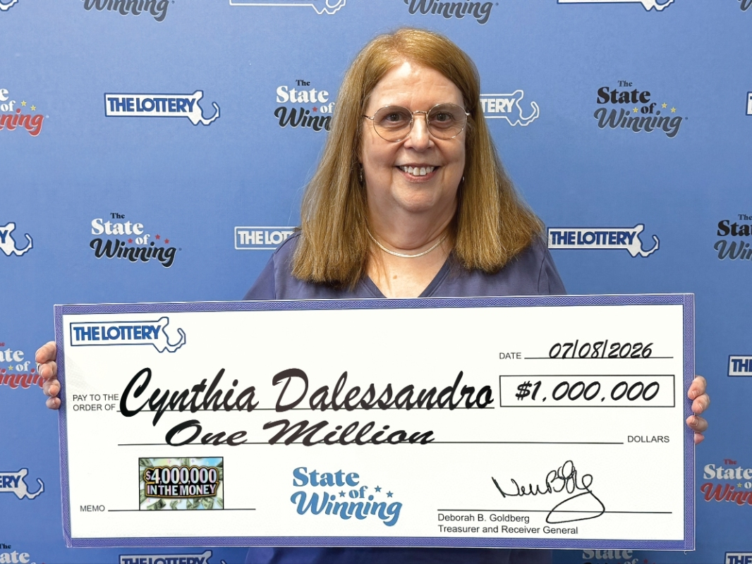 Cynthia Dalessandro of Milford won $1 million on a ticket sold at Winners Corner, 2303 Turnpike St. in North Andover. The ticket was from the Massachusetts State Lottery's “$4,000,000 In The Money” instant ticket game.