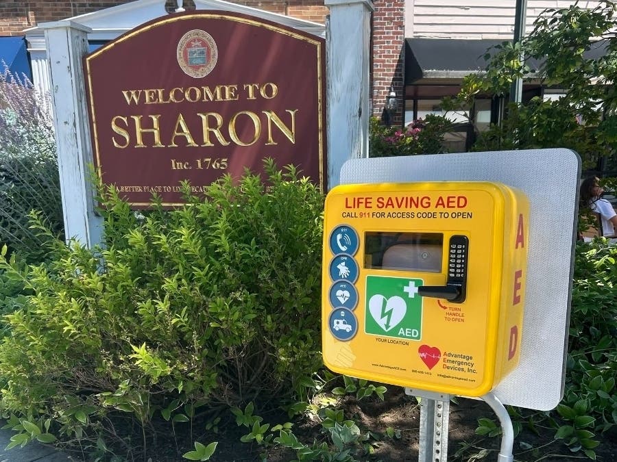 Four automated external defibrillators have been installed at Sharon Center, Sharon High School, Sharon Middle School and the Sharon Community Center