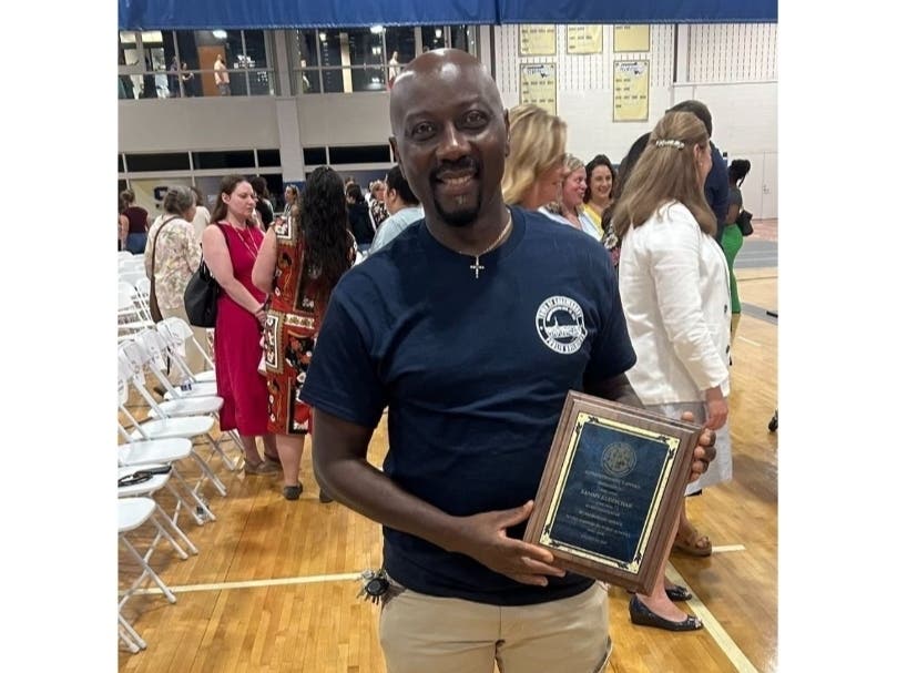 Custodian Sammy Kuditchar, known to students as “Mr. K,” received the Superintendent’s Award this week for his work keeping the school safe, clean and welcoming, according to the Town of Shrewsbury.