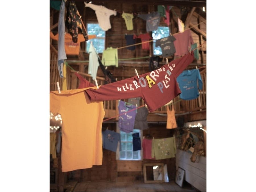 Two artists, Molly Gallentine and James Leonard, created “The T-Shirt Shop at the End of Civilization,” a three-story installation at Maynard Farm in Sudbury.