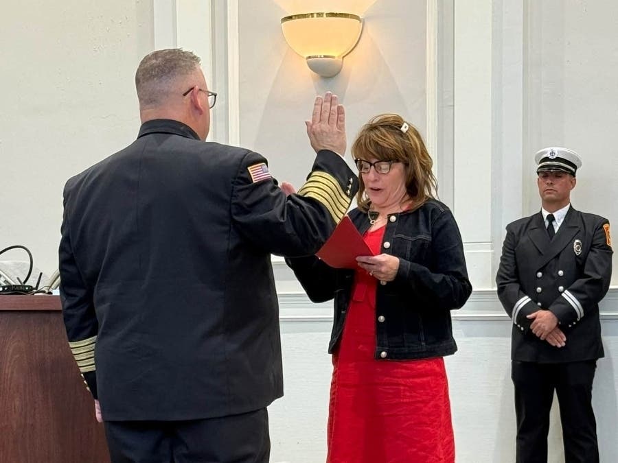 Chief Daniel Hehir was sworn in Tuesday during a ceremony at a Westborough Select Board meeting. 