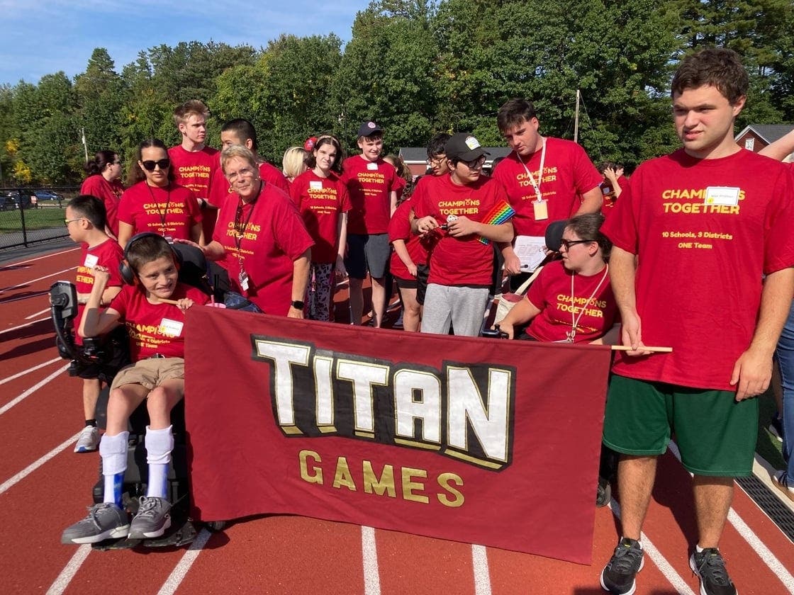 More than 100 students from the district’s 10 schools participated in the Special Olympics-style track and field event last Friday at Algonquin Regional High School in Northborough. Competitions included long jump, throwing and running events.