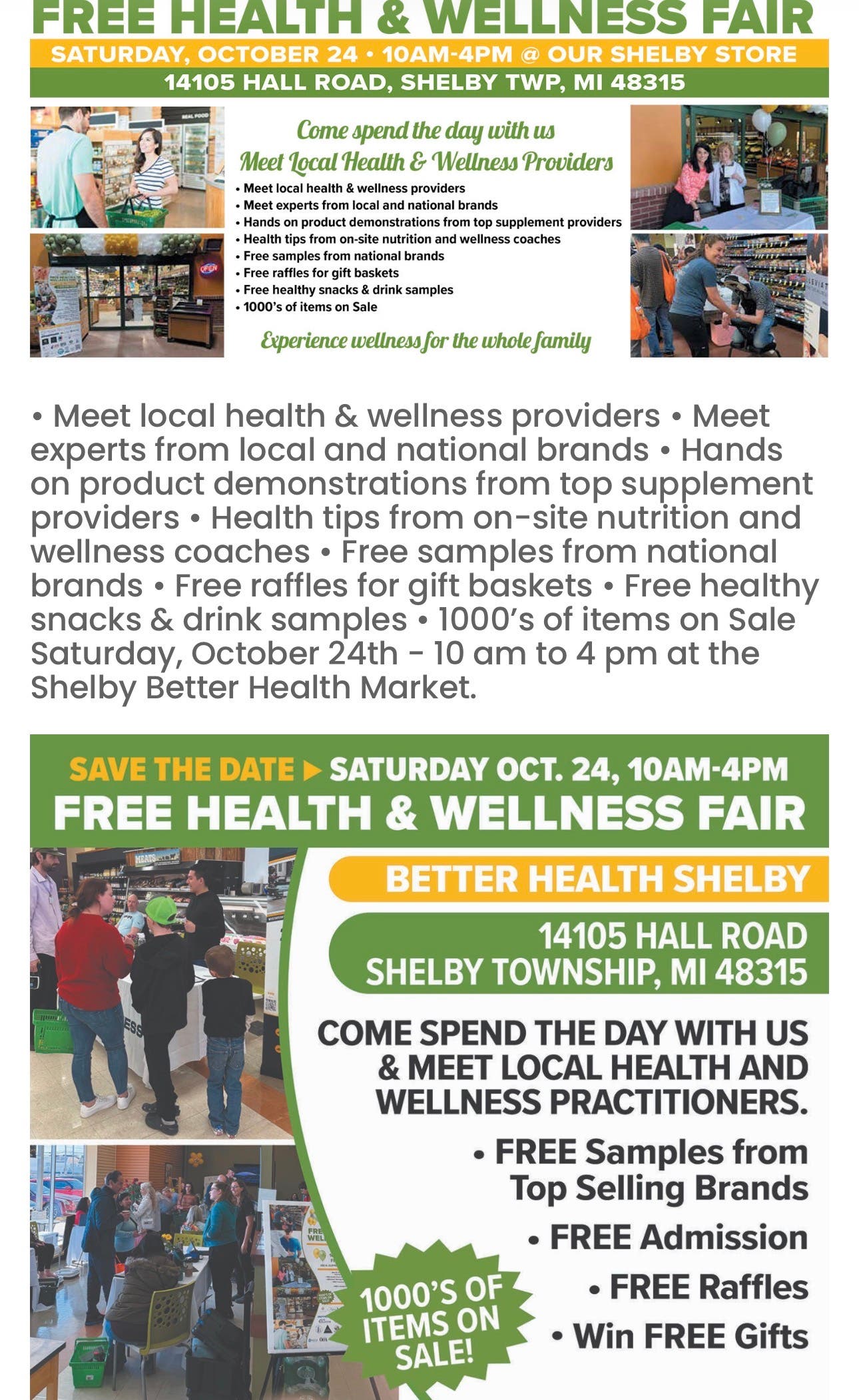 FREE Health & Wellness Fair at Better Health Market in Shelby Township