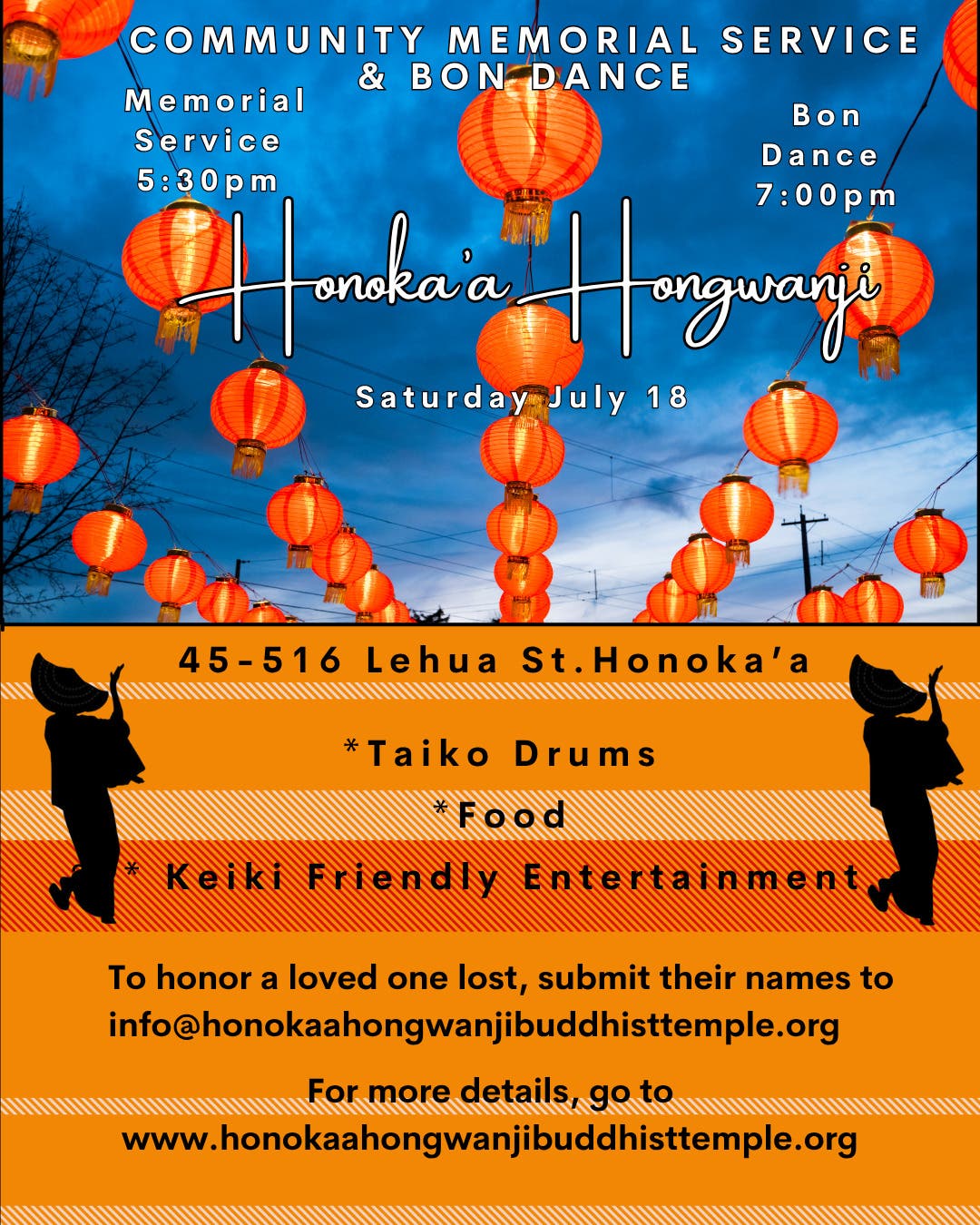 Honoka'a Hongwanji Community Memorial Service and Bon Dance