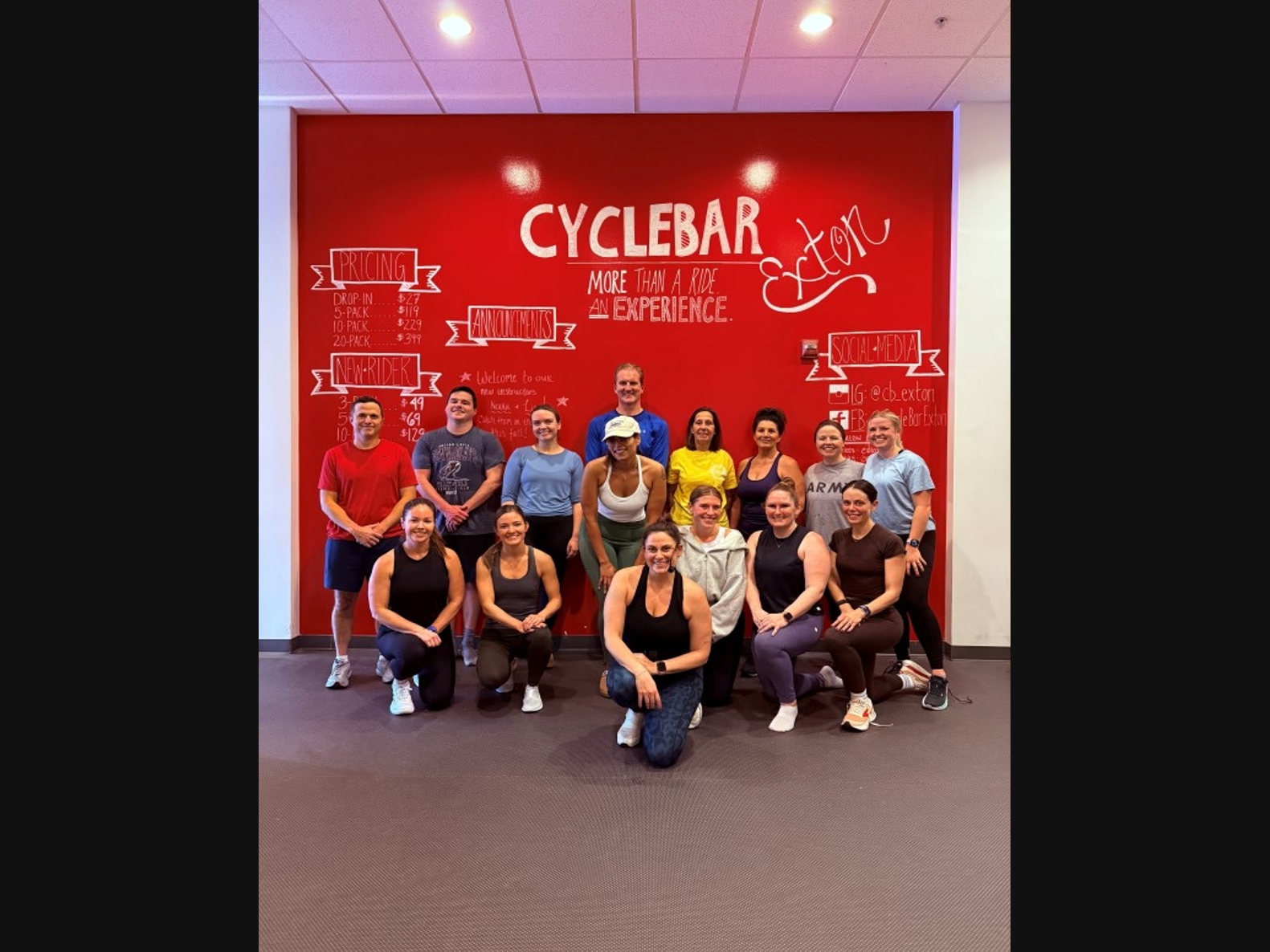 Fox Rothschild’s Exton office teammates strike a joyful pose after crushing a CycleBar class in support of Community Youth and Women’s Alliance.