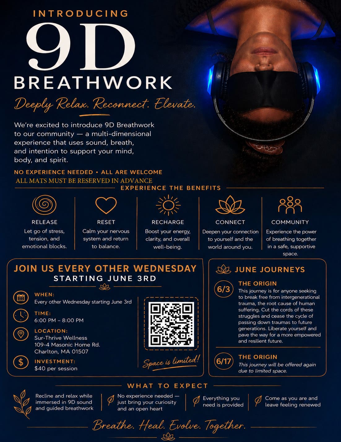 NEW!! 9D Breathwork at Sur-Thrive Wellness - $40 Every 5th Journey is FREE!
