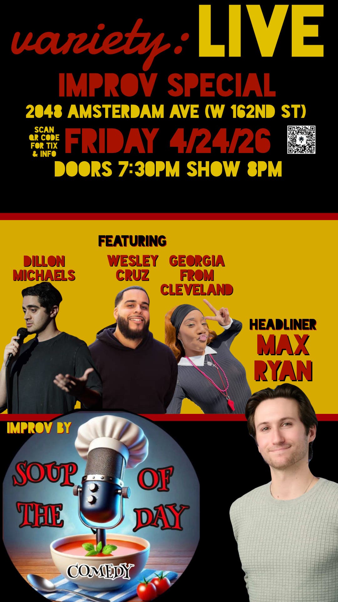 variety: LIVE Improv Special at N&M’s Pizza Bar 4/24/26…