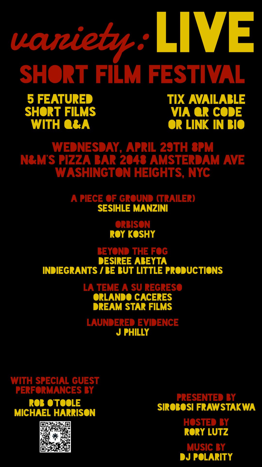v:LSFF (variety: LIVE Short Film Festival) at N&M’s Pizza Bar…