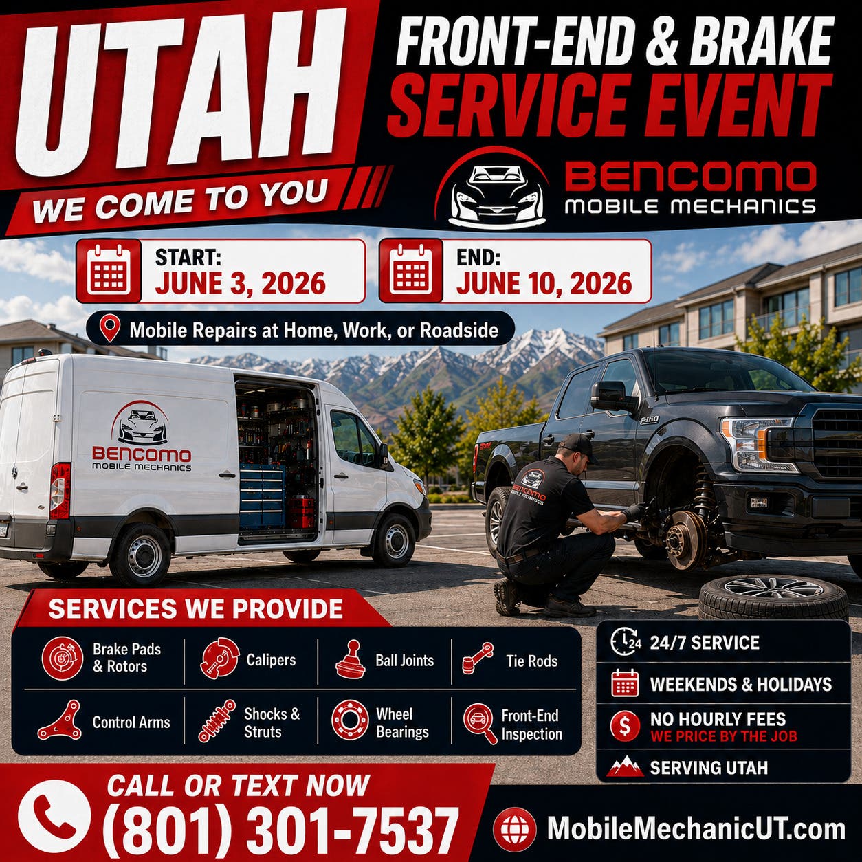 Utah Front-End & Brake Service Event | We Come To You