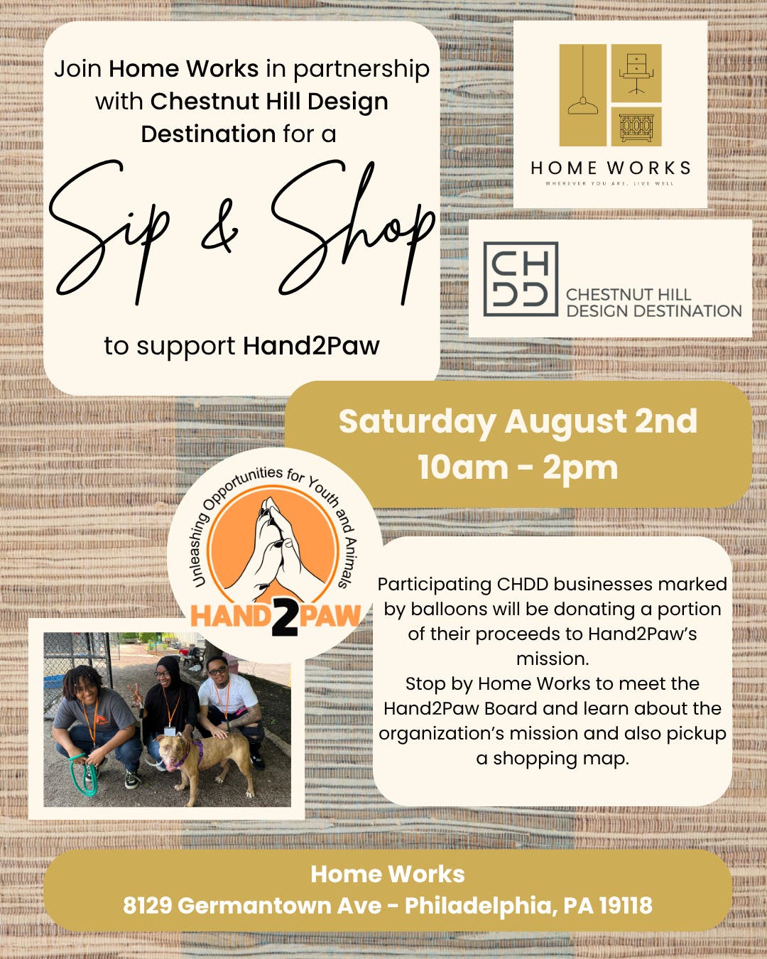 Sip, Shop, and Support: Chestnut Hill Hosts Heartwarming Charity Event for Hand2Paw