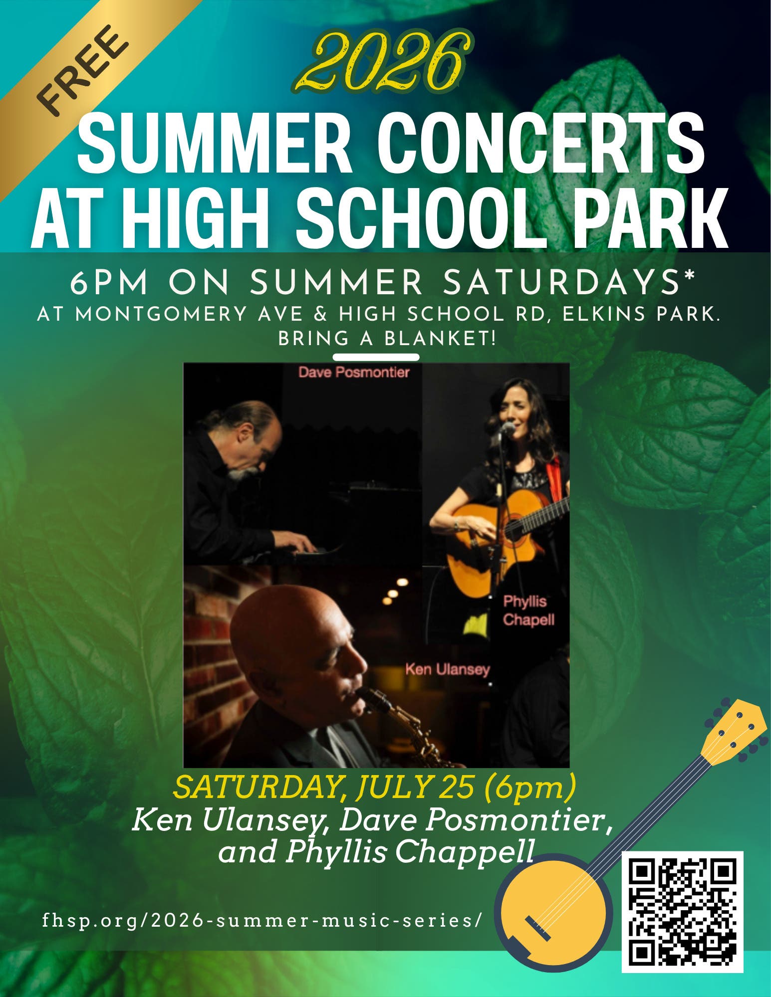 Free Summer Concert Series - Ken Ulansey, Dave Posmontier, and Phyllis Chappell