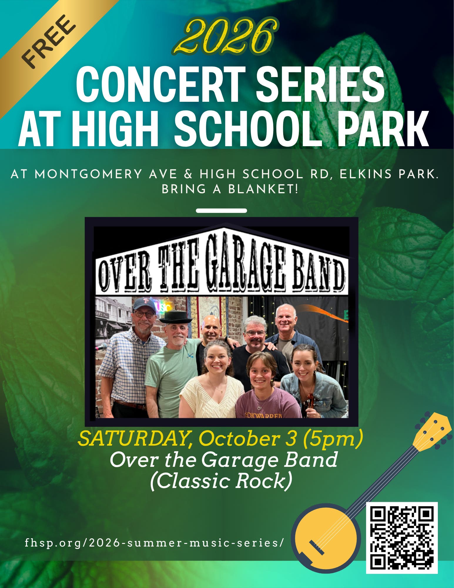 Free Concert at High School Park - Over the Garage Band