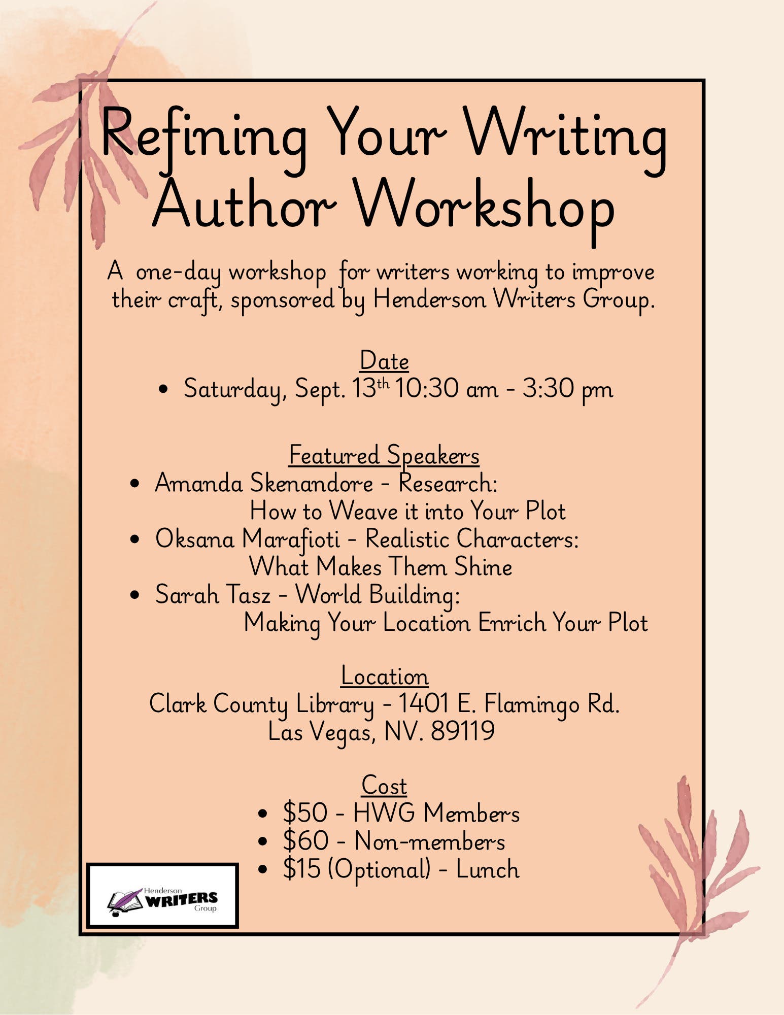 Refining Your Writing Author Workshop
