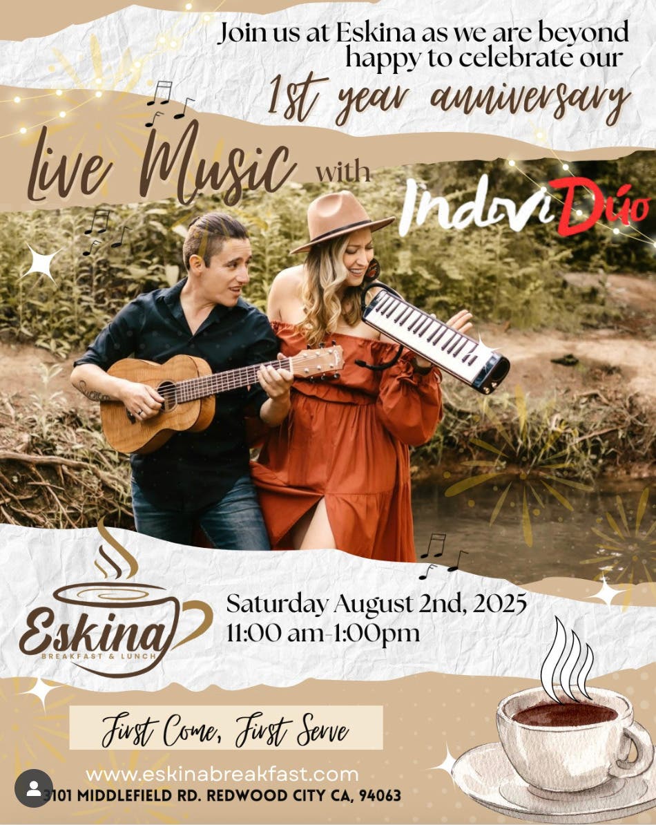 Eskina Breakfast & Lunch Celebrates One-Year Anniversary with Live Music in Redwood City