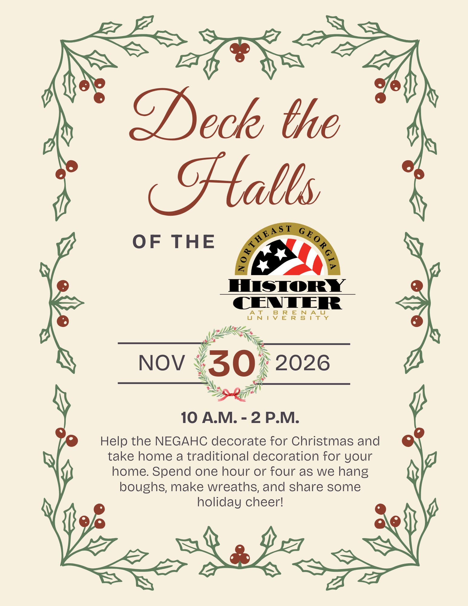 Deck the History Center Halls - Volunteers Needed!
