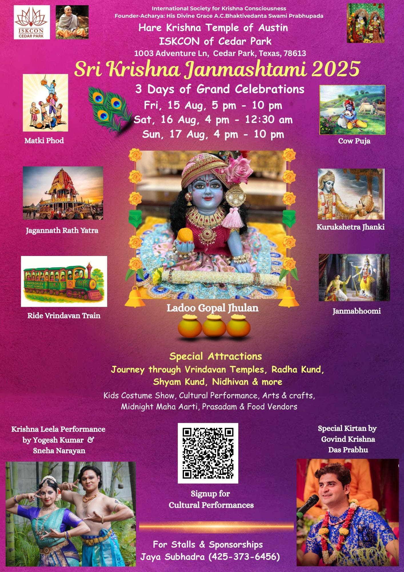 Sri Krishna Janmashtami Mahotsav 2025 – Aug 15, 16 & 17 | ISKCON Cedar Park